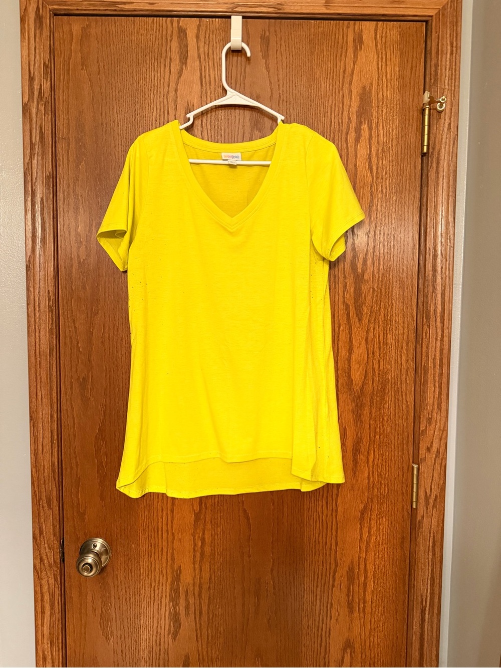 LuLaRoe Bright Yellow V-Neck Short Sleeve Top